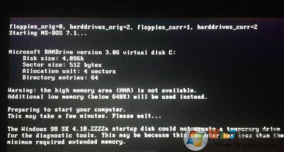 硬盘安装系统the high memory area （HMA ）is not av...